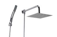 Ducha Inox 20 cm com Desviador e Chuveirinho de Mão com Trava