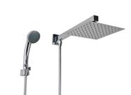 Ducha Inox 20x20 cm c/ Desviador e Ducha de Mão em ABS com Trava