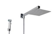 Ducha Inox 20x20 cm com Chuveirinho de Mão em ABS com Trava Ducha Inox 20x20 cm com Chuveirinho de Mão em ABS com Trava