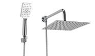 Ducha Inox 25x25 cm com Chuveirinho de Mão ABS com Trava