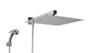 Ducha Inox 30 cm c/ Desviador e Ducha de Mão em ABS c/ Trava