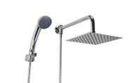 Ducha Inox 304 20x20 cm c/ Chuveirinho de Mão em ABS com Trava