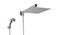 Ducha Inox 304 25x25 cm c/ Desviador e Ducha Manual em ABS com Trava