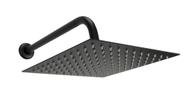 Ducha Inox 304 Preto Fosco 25 cm com Cano Suporte de Parede