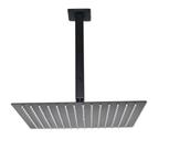 Ducha Inox Black Matte Quadrada 30 cm com Braço de Teto Preto Fosco