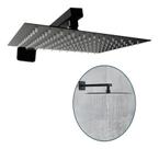 Ducha Inox Quadrada Slim 30x30 Com Braço De Parede preto Ducha Inox Quadrada Slim 30x30 Com Braço De Parede preto