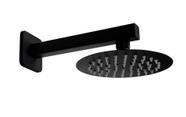 Ducha Preta 15 cm em Inox 304 Redonda c/ Tubo d Parede 20 cm