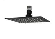 Ducha Preta Fosco em Inox Slim Quadrada 15x15 cm Black Matte Com Suporte Niple de Teto