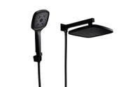 Ducha Preto Fosco 21 cm em ABS com Desviador Quadrado e Cano Curto e Chuveirinho Manual Ducha Preto Fosco 21 cm em ABS com Desviador Quadrado e Cano Curto e Chuveirinho Manual
