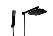 Ducha Preto Fosco 21 cm Quadrado em ABS com Desviador Quadrado e Duchinha Manual com 3 Jatos
