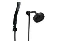 Ducha Preto Fosco Autolimpante em ABS Redondo com Cano de Parede e Desviador com Chuveirinho Manual em ABS com Trava