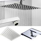 Ducha quadrada 190001 slim inox 304 20x20cm domum com braço de parede 38cm cromada
