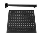 Ducha quadrada 20x20 inox preta borda fina, braço quadrado