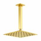 Ducha Quadrada 20x20 Slim Ultra Fina + braço de teto Dourado Brilhante