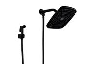 Ducha Quadrada 21 cm em ABS Preto Fosco com Ducha de Mão em Metal com Trava Black