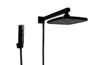 Ducha Quadrada 21 cm em ABS Preto Fosco com Duchinha Manual em ABS com 2 Jatos