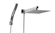 Ducha Quadrada 25 cm em Inox Cromada com Duchinha Manual em ABS com Trava