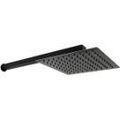 Ducha Quadrada 25x25 Inox Preto Alto Brilho Borda Fina com Braço Quadrado - Máxima Metais