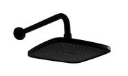 Ducha Quadrada em ABS Preto Fosco 21 cm com Cano de Parede Redondo
