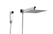 Ducha Quadrada em Inox 304 de 25 cm Cromado com Desviador de Parede e Ducha Manual em ABS