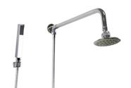 Ducha Redonda 10 cm em ABS Cromado com Cano de Parede 90 Graus com Chuveirinho Retangular em ABS