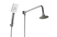 Ducha Redonda em ABS 10 cm com Chuveirinho Manual com Trava em ABS