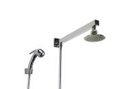 Ducha Redonda em ABS 10 cm com Desviador Embutido e Chuveirinho Manual em ABS com Trava
