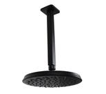 Ducha Redonda Preto Fosco 21 cm em ABS c/ Cano de Teto 24 cm