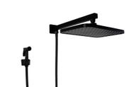 Ducha Retangular Black Matte 30x20 cm em ABS com Duchinha Manual em Metal com Trava
