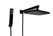 Ducha Retangular Black Matte em ABS 30x20 cm com Chuveirinho de Mão em ABS com 3 Jatos