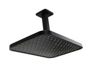 Ducha Retangular Preto Fosco 30x20 cm Flatt com Cano Suporte Quadrado de Teto 10 cm