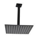 Ducha Slim Black Matte Quadrada 25 cm com Braço de Teto Preto Fosco