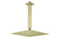 Ducha Teto Quadrada Slim Dourada em Inox 20x20 Braço 20 Cm Gold