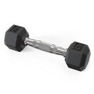 Dumbbell Sextavado 2kg D1FITNESS Emborrachado Preto e Prata