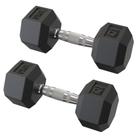 Dumbbell Sextavado Emborrachado 10kg - D1FITNESS - Cromado