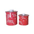 Duo De Latas Redonda Vermelhas Com Tampa - Unidade