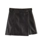 Duoperi-mini saia para as mulheres, pu preto, cintura alta, casual, chique, moda