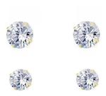 Dupla Brinco Pedra Zirconia Ponto De Luz 2 Pares 3 4 5 6 Mm