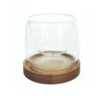 Dupla de Copos Vidro Boro com Suporte Bambu 80 ml Mimo Style