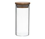 Dupla de Porta Mantimentos Vidro Boro Tampa Bambu 170 ml Mimo Style