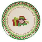 Dupla de pratos de jantar elfo vermelho/verde em melamina - 25cm
