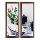 Dupla de Quadros Decorativos Banheiro Social Floral Vaso Lavabo Toalete Flores Tons 20x60cm