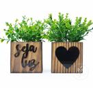 Dupla de Vasinhos Com Planta Artificial Frase Seja Luz