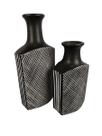 Dupla de Vasos Cerâmica De Sala Tipo Garrafa Preto E Branco Decorglass