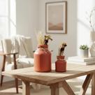 Dupla de Vasos Decoração de Sala Decorativo Ceramica Latao FERRUGEM