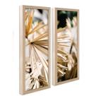 Dupla Quadro Decorativo com Moldura Folhagem Moderno Conjunto Minimalista Sala Cozinha Lavabo 62cm