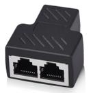 Duplicador Conector Extensor RJ45 Splitter Plug T Preto