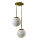 Duplo lustre pendente globo bola vidro led jabuticaba stuttgart dourado - branco quente