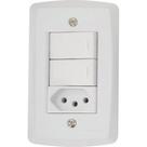 Duplo Simples + Tomada 20A Branco 4X2 Tramontina Lux2 Duplo Simples + Tomada 20A Branco 4X2 Tramontina Lux2