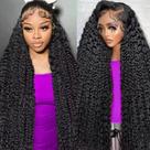 Durya Peruca Front Lace de Cabelo Humano Deep Wave 26" 220%